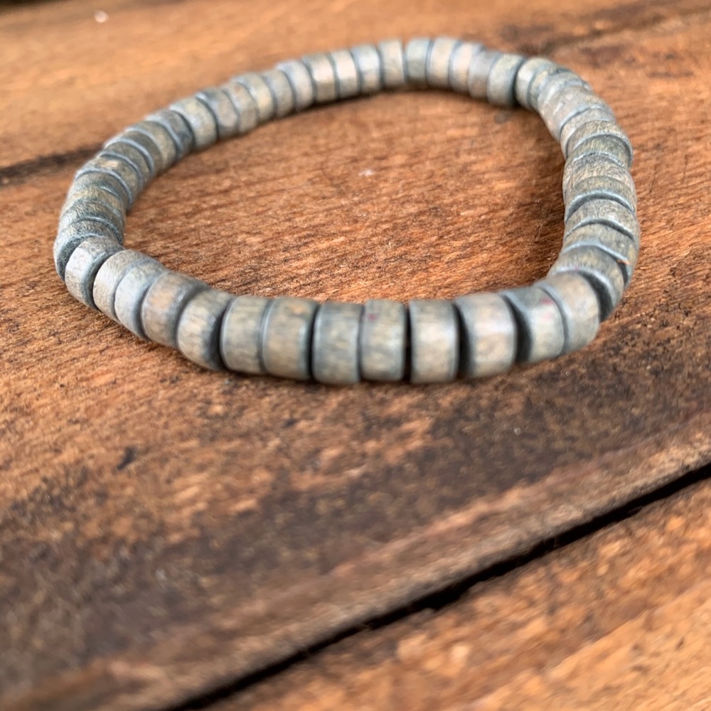 ✨RUSTIC GRAY WOODEN BEAD BRACELET ANKLET